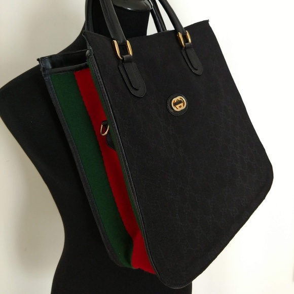 Gucci Handbags - Authentic Vintage Gucci Tote Red Green Trim